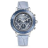 Swarovski Octea Lux Chrono Watch, Leather Strap, Blue, Stainless Steel