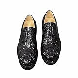 Authentic Exotic Crocodile Skin Business Style Men's Black Dress Shoes Genuine Real Alligator Leather Male Lace-up Derby Shoes, Black, 5 UK