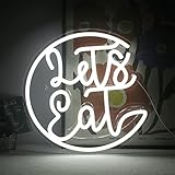 MAXSMLZT Neon Sign Let's Eat LED Light Sign Happy Birthday Party Neon LED Tube Sign for Dining Room Kitchen Restaurant Canteen Wall Decor