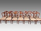 Elite Designs Global Ltd. Rare set of 14 Victorian balloon back dining chairs