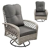 AZRBOPO Patio Rattan Swivel Chair With Soft Cushion - 360° Lounge Armchair, Garden Furniture, Weatherproof PE Rattan, Steel Frame