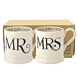 Emma Bridgewater Mr and Mrs Mugs Set of 2, Large 1/2 Pint Stoneware Ceramic Coffee Mugs - Gift Wedding, Engagement Gift Ideas for Couples