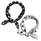 aieieii 2 PCS Polka Dot Scarf Set, Square Silk Scarf Bandanas for Women Hair Scarves for Women, Retro Soft Silk Head Scarves Suitable for Hat Neck Hair or Handbag Decoration