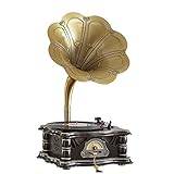 Vintage Gramophone, Retro Phonograph Vinyl Record Players, Bluetooth Audio Turntables, 7"/9"/12" Record Player with FM Stereo Radio and USB Play for Home Decor & Music Entertainment