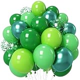 Froova Green Balloons Different Shades Dark Emerald Hunter Forest Lime Metallic Green Latex Balloon Confetti Balloon for Patrick's Day Jungle Safari Birthday Baby Shower Themed Graduation Party Decor