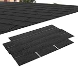 Pack of 18pcs Asphalt Roof Shingles 2.61sqm Self-adhesive Sheds Roofing Felt Shingles Tiles for Most Roof of Sheds Arbour Porch Wendy House Doghouse Log Cabin (Square 3 Tab Shingles, Black)