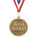 Sticker Stocker Well Done Medal with FREE Ribbon and Certificate 45mm Metal Gold[1 Medal]