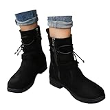 Generisch Women's Winter Face Plain Side Zip Ankle Boots Warm Casual Temperament Buckle Boots, black, 9 UK