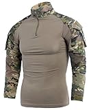 LANBAOSI Mens Ripstop Tactical Shirt Long Sleeve Combat Shirt Multicam Military T Shirts Airsoft Hunting Woodland, Cp-ge, L