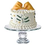 Uten Crystal Glass Cake Stand, 10.6 inch Clear K5 Luxurious Crystal Cake Stand, Crystal Clear appearance, High Refractive Index, Colored Refracted Light, Display Desserts Holder for Wedding Party