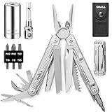 SHALL Multi Tool, 18-in-1 Multitool Pliers, Screwdriver Bit & Universal Socket, Self-Locking Multipurpose Tool w/Sheath for Camping Fishing Survival Hunting