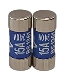 15A UK CONSUMER UNIT 15 AMP BS1361 FUSE, 26mm X 11mm, SUITABLE FOR WATER AND STORAGE HEATERS. PACK OF (2)