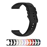 Foyscr Silicone Strap, Quick Buckle Waterproof Soft,Stainless Steel Buckle, Unisex Smartwatch Band, Sport Watch Strap (Black Buckle-20mm)
