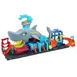 Hot Wheels Let's Race Netflix - City Toy Car Track Set, Ultra Shark Car Wash with 1:64 Scale Color Reveal Toy Car, Repeat Color-Change Feature, Storage, HTN82
