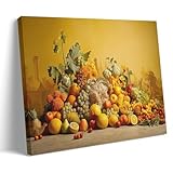 Farmhouse Fruits Canvas Prints Wall Art Vintage Vegetables Fruit Harvest Paintings for Living Room Bedroom Office Home Decorations Stretched And Framed Artwork Ready to Hang 08x12inch(20x30cm)