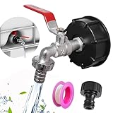 Bikasun 1/2" Leakproof IBC Tank Fittings, IBC Outlet tap, 1000L Water Tank tap Valve with 1/2 inch Connection IBC Adapter for S60x6 Water Storage Tank Tap Garden