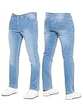 989Zé ENZO New Mens Stretch Straight Leg Jeans Casual Regular Fit Classic Basic Denim Pants KZ127 Light Blue 38W / 30L