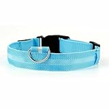 Rechargeable LED Dog Collar – Adjustable, Waterproof, 4 Modes Flashing Light for Night Safety, Perfect for Small, Medium, and Large Dogs (Blue, M: 40-48cm)