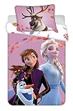Jerry Fabrics Children's Bed Linen 100 x 135 cm Toddler Baby Bed Linen Set Duvet Cover Made of Cotton Oeko-Tex Standard for Girls Frozen Anna Elsa Olaf Sven