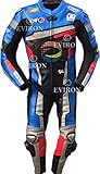 Motorcycle 2 piece Leather Suit New Multicolour Design. (Black & Blue, M)