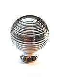 French Furniture Fittings Set of 6 Queen Anne Reeded - Beehive Knobs Polished Chrome Cabinet Handles for cupboards, for Kitchen Cupboard Door, Drawer, Bedroom Furniture 31mm Diameter, Depth 39mm