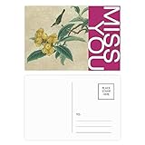 Loquat Embroidered Feather Figure Chinese Painting Miss Postcard Set Thanks Card Mailing Side 20pcs