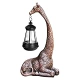Giraffe Statue Garden Ornaments, Cute Resin Giraffe Solar Lights, Weather-Resistant Yard Animal Figurine Lantern, Outdoor Giraffes Sculpture, for Decorative Garden Birthday Holiday