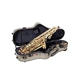 Crossrock Polycarbonate Alto Saxophone Case | TSA Lock, Backpack Straps, Scratch-Resistant Shell, Neck & Mouthpiece Storage – Champagne Silver (CRF4050ASCS)