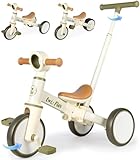 LOL-FUN Kids Tricycle for 1-3 Year Olds, 5-in-1 Toddler Balance Bike with Parent Steering Push Handle, Kids Trike with Removable Pedals, Baby Bicycle for Boys Girls Present Age 1-4