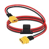 GELRHONR 12AWG XT60 Extension Cable,XT60 Male to Female Connector Cable with 30A Fuse Silicon Wire for Ebike,Drone Car Lipo Battery Charger,Electric Heating Solar Panel RV Boat-1M/3.2Ft