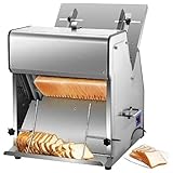 Commercial Bread Slicer, 370W Electric Bread Cutting Machine, Loaf Cutting Board & Knife Slicing Guide, 12mm Blades, Stainless Steel, for Bakery, Kitchen, Coffee Shop