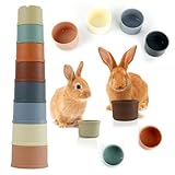 BNPHSIN 8PCS Stacking Cups, Rabbit Stacking Cups, Bunny Stacking Cups Pet Toys, Rabbit Toys Bunny Toys for Hiding Food and Playtime Fun Stack Up Cups for Rabbits Small Animals (Morandi Colour)