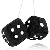 COMNICO Fuzzy Plush Dice for Car Mirror, 2 Pcs Classic Vintage Fuzzy Car Dice Soft Square Hanging Dice Car Accessories Ornament Decoration for Car Rearview Automotive Interior Mirror (Red)