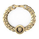 Mens Gold-tone Plated 21mm Lion Coin Bracelet UMB01314YGBKL
