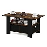 Furinno Andrey Coffee Table with Bin Drawer, Amber Pine/Black
