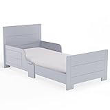URBNLIVING Classic Wooden Toddler Kids Bed with Safety Side Guard Rail for Girls and Boys, Perfect for Junior Bedrooms Timeless Charm and Safety Combined (Grey)