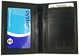 Hide and Sleek Real Leather Travel Oyster Card Holder with Twin ID Windows (Black No RFID)