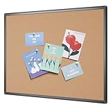 VIZ-PRO Cork Notice Board, 90 X 60 cm, Cork Bulletin Board with Black Aluminium Frame
