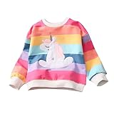 LitBud Sweatshirt Toddler Girls Unicorn Crewneck Pullover Girl Cotton Top T Shirt Long Sleeve Casual Jumper Pink for Kids Autumn Winter Pink Size 4-5 Years Old 5T,120,Thanksgiving Gifts