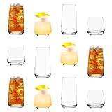 Argon Tableware 12 Piece Glassware Set - 345ml & 480ml - Tallo Collection - Whiskey Cups Tumbler Glasses Dishwasher Safe Large Highball Glass Modern Hiball Water Drinking Glasses