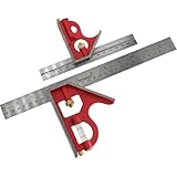 Faithfull Combination Square Twin Pack 150mm (6in) & 300mm (12in) – Multi-Function Set of Measuring & Layout Tools with Stainless Steel Rule, Spirit Level & Marking Scribe for Woodworking & Metalwork