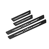 COJJ Carbon Fiber Door Sill Kick Plates, 4 Pcs PU Material, for Opel Corsa D A B C E F OPC Accessories 2021-2017, Black, Easy Install