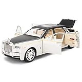TGRCM-CZ 1:24 Rolls-Royce Phantom Model Car, Zinc Alloy Pull Back Toy Diecast Toy Cars with Sound and Light for Kids Boy Girl Gift(White)