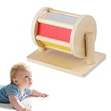 Spinning Drum Baby Toy – Montessori Spinning Toys for Babies with Mirror & Bell, Wooden Sensory Drum Toy for 6–12 Months, Educational Wooden Baby Toys for Boys & Girls Age 1 2 3