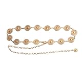 Chain Belt Gold Women Hollow Out Metal Daisy Chain Belt Western Boho Chain Belts for Women Adjustable Waist Chain Belt for Dress Jeans Cowgirl Concho Belt Vintage Openwork Long Buckle Waist Belt (A)