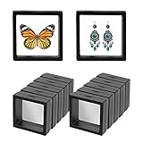 10PCS 3D Floating Display Frame,Coin Display Case,Dustproof & Portable PE Film Transparent Jewelry Storage Box for Ring Earring Necklace Bracelet, Floating Display Case for Coin,Stamp,Jewelry (7*7cm)