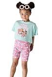 Paw Patrol Girls Cotton T Shirt and Short Set, Skye Kids Clothes Girls Short Sleeve School Shirts With Floral Cycling Shorts Summer Blue T Shirt Cotton Outfit Set Paw Patrol Costume (Multi, 5-6 Years)