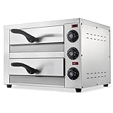 Hydravex Commercial Pizza Double Oven 12 inch 16 inch Stainless Steel Pizza Electric Countertop Pizza and Snack Oven Multipurpose Indoor Pizza Oven for Restaurant Home Pretzels Roast,16in