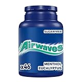 Airwaves Chewing Gum Menthol & Eucalyptus, 46 pieces, Sugar Free Chewing Gum bottle with Menthol Freshness