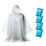 ZENO Rain Poncho Waterproof Adult - Festival Poncho - Waterproof Poncho - Disposable Poncho Clear with Hood - Emergency Poncho for Hiking, Cycling, Camping, Concert - Poncho Pack of 4